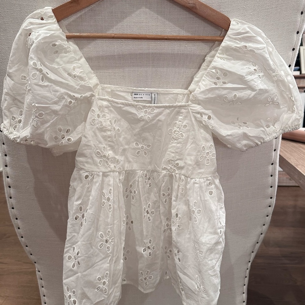 Asos Design White Puff Sleeve Top - Picture 3 of 6